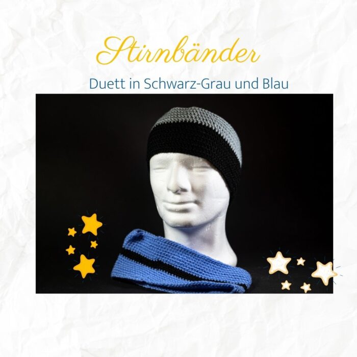Stirnbänder in Schwarz-Grau und Blau
