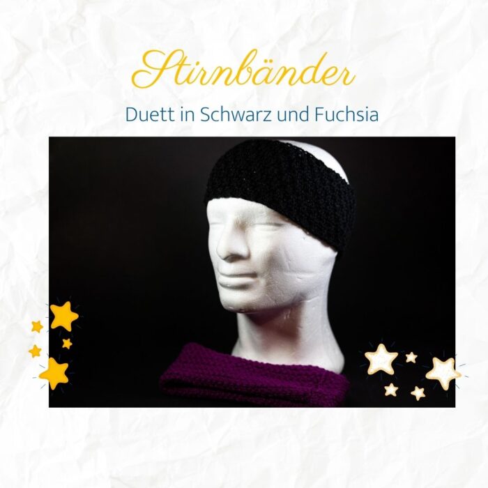 Stirnbänder in Schwarz und Fuchsia