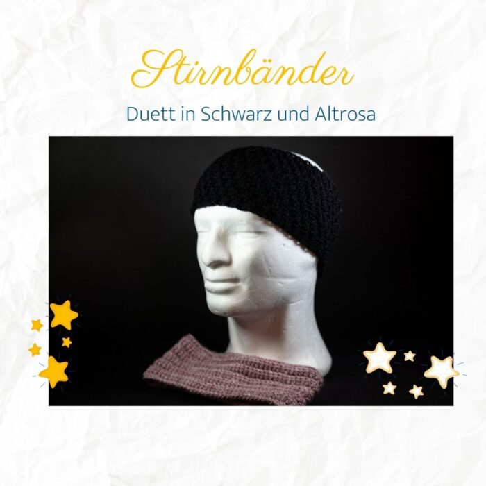 Stirnbänder in Schwarz und Altrosa