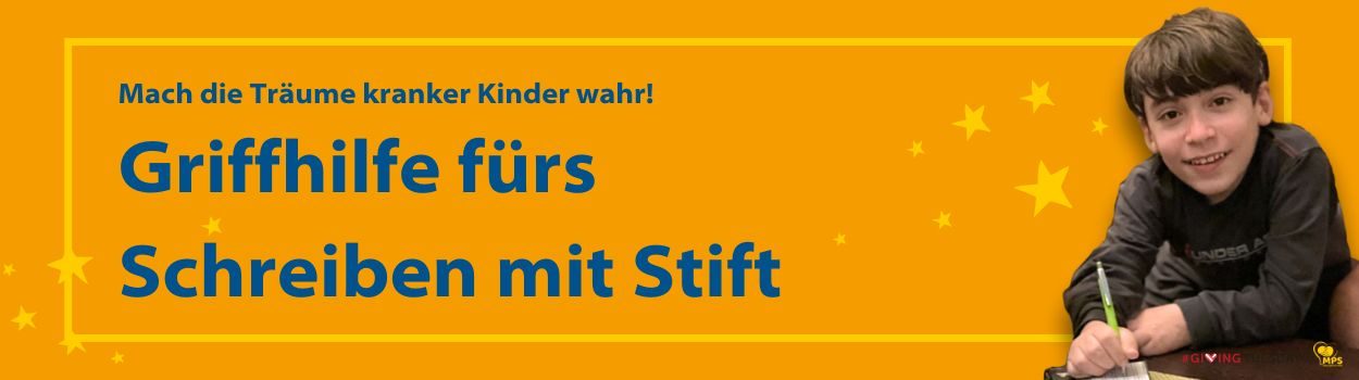 GivingTuesday2024 Header Erfülle einen Wunsch eines schwer kranken MPS-Kindes! MPS-Kind drückt hoffend die Augen zusammen, liegt auf den Armen des Papas | MPS-Austria