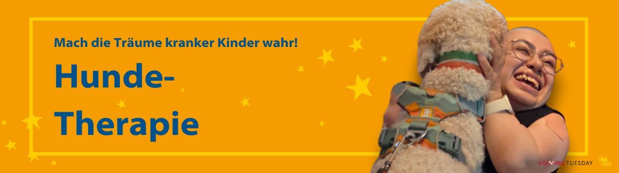 GivingTuesday2024 Header Erfülle einen Wunsch eines schwer kranken MPS-Kindes! MPS-Kind drückt hoffend die Augen zusammen, liegt auf den Armen des Papas | MPS-Austria