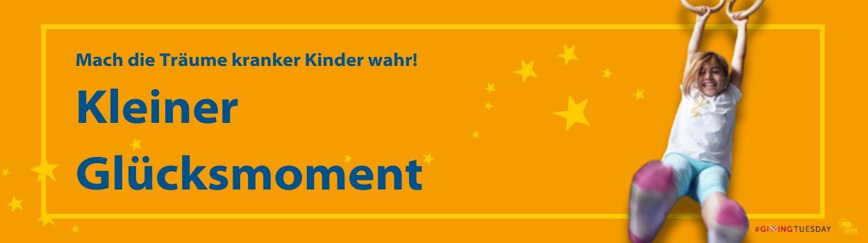 GivingTuesday2024 Header Erfülle einen Wunsch eines schwer kranken MPS-Kindes! MPS-Kind drückt hoffend die Augen zusammen, liegt auf den Armen des Papas | MPS-Austria